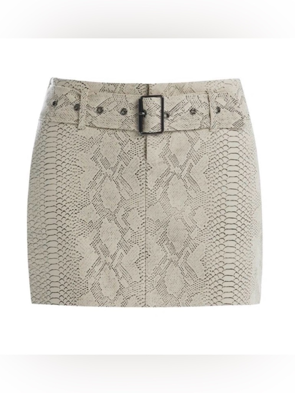 naked wardrobe SNAKE MOTO MINI SKIRT - CREAM / S